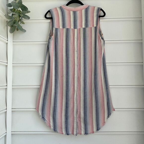 Cloth & Stone Sunburst Stripe Button Back Raw Hem‎ Dress Cover-Up S - Picture 9 of 15